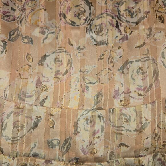 Maette Womens Small Top Peach Blouse Floral Peplum Short Sleeve Lightweight - Picture 4 of 10